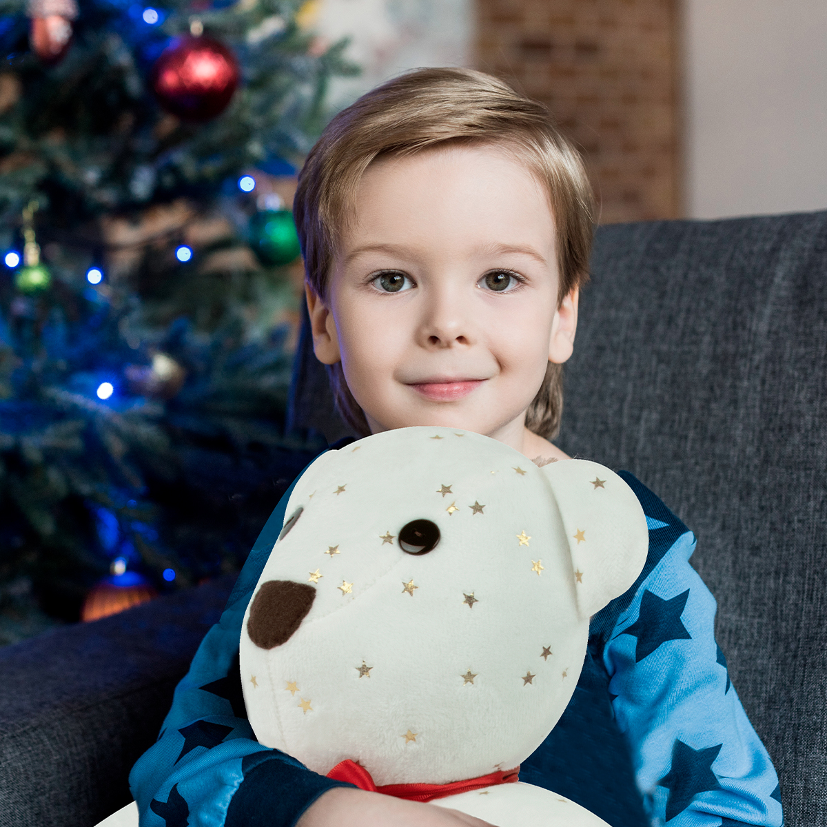 Foto 8 pulgar | Oso Navideño de Tela Metálica Tv Ofertas Fredo Hueso con Estrellas 140 cm