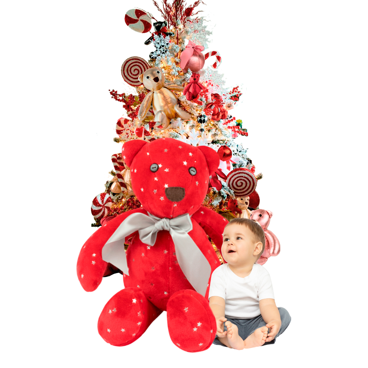 Oso Navideño de Tela De Felpa Tv Ofertas Fredo Rojo 80 cm