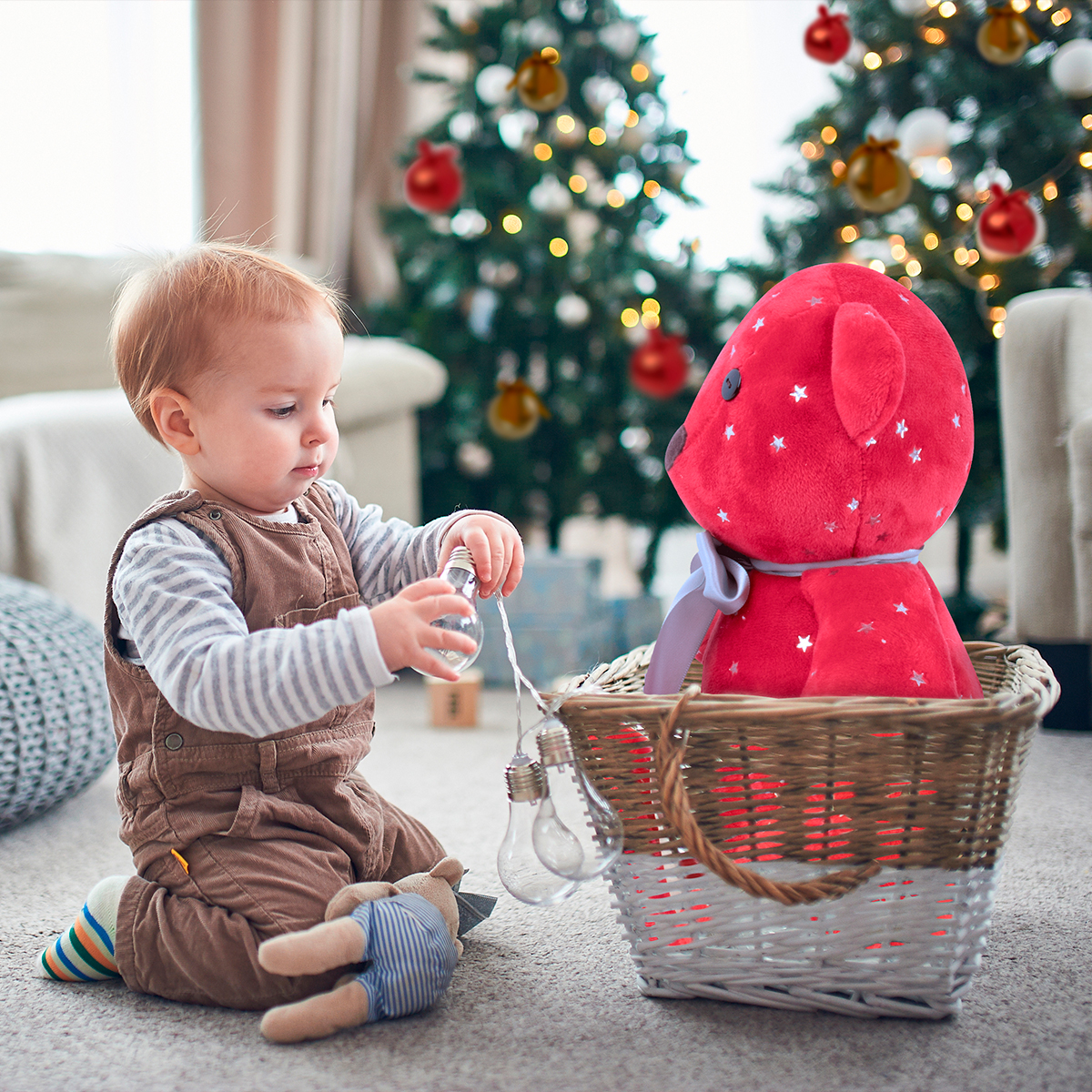 Foto 3 | Oso Navideño de Tela De Felpa Tv Ofertas Fredo Rojo 80 cm