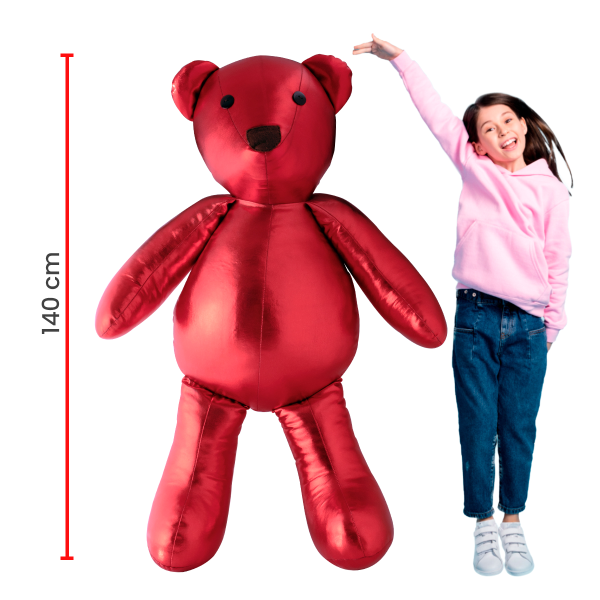 Foto 3 pulgar | Oso de Tela 140 cm + 2 Esferas Gigantes 87 cm TV Ofertas Fredo Rojo