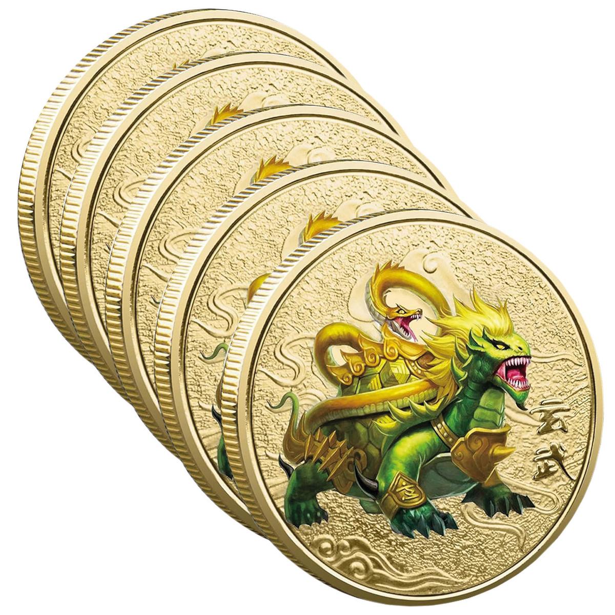 Xuanwu Mitologia China Monedas Smilefun Mxcxw-005 5 Piezas Oro