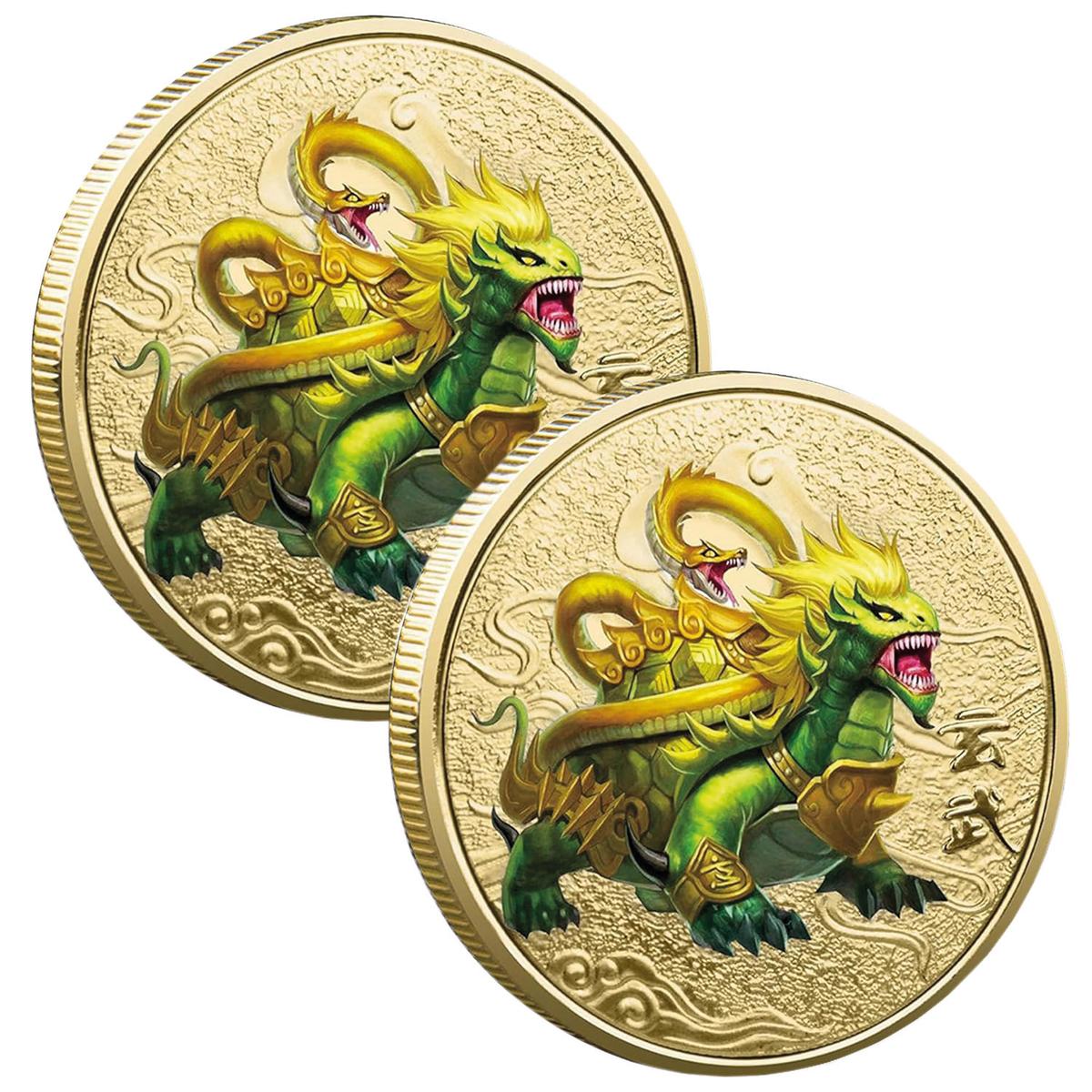 Xuanwu Monedas Coleccionistas Smilefun Mxcxw-002 2 Piezas Oro