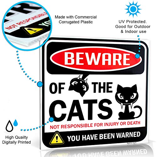 Foto 4 pulgar | Cartel Bigtime Signs Beware Of Gats, Divertido Adorno Para Gatos, 30 X 30 Cm - Venta Internacional.