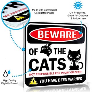 Foto 3 | Cartel Bigtime Signs Beware Of Gats, Divertido Adorno Para Gatos, 30 X 30 Cm - Venta Internacional.