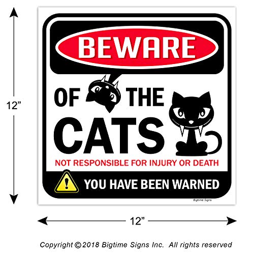 Foto 5 | Cartel Bigtime Signs Beware Of Gats, Divertido Adorno Para Gatos, 30 X 30 Cm - Venta Internacional.