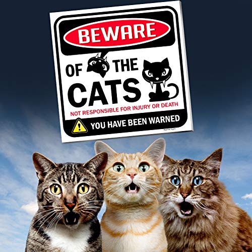 Foto 7 | Cartel Bigtime Signs Beware Of Gats, Divertido Adorno Para Gatos, 30 X 30 Cm - Venta Internacional.