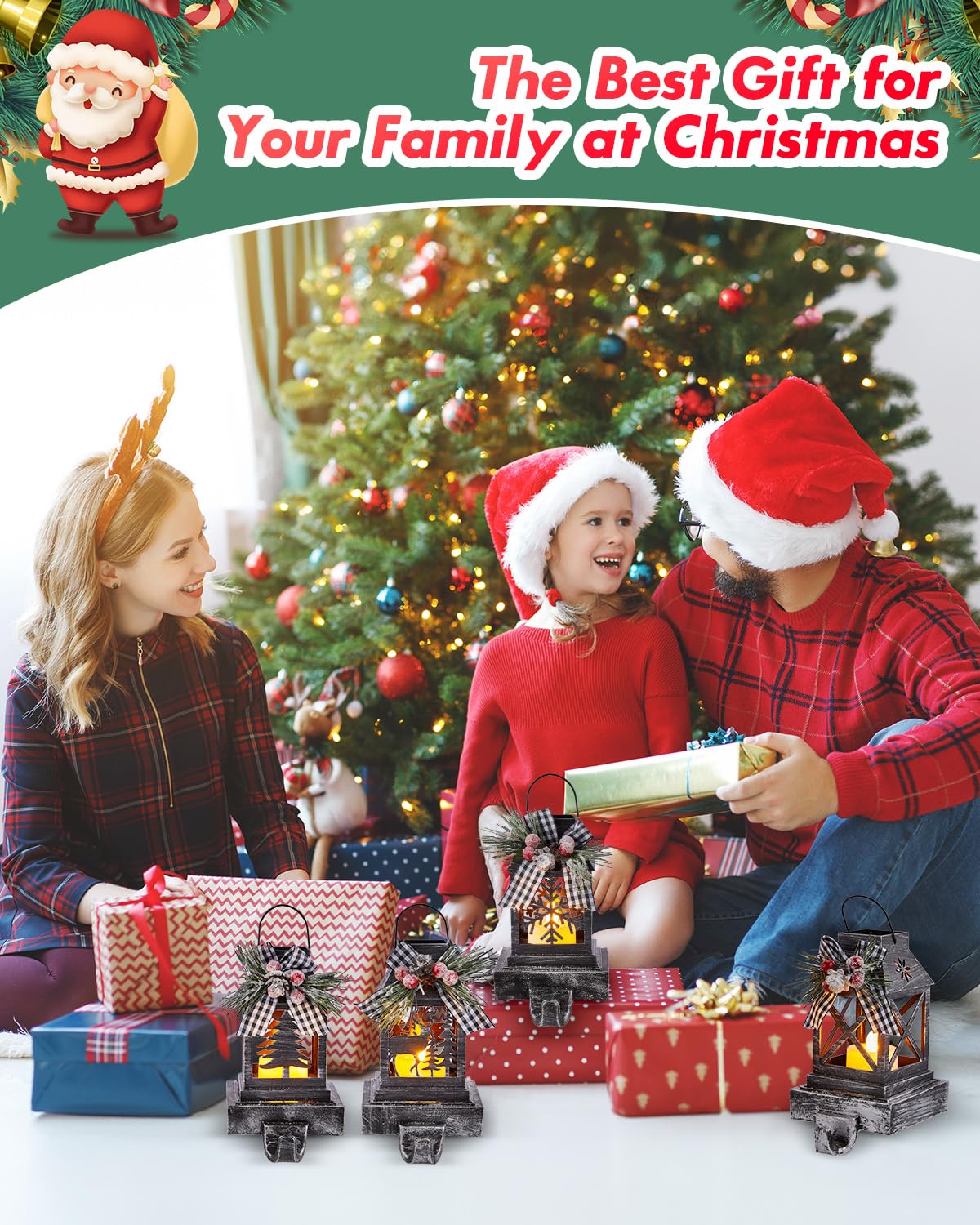 Foto 5 | Set De Soportes Navideños Para 4 Personas, Estilo Linterna Minetom - Venta Internacional.