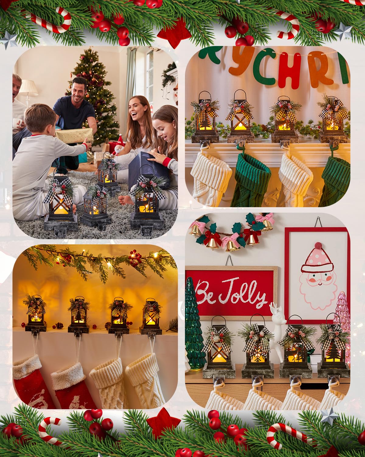 Foto 6 | Set De Soportes Navideños Para 4 Personas, Estilo Linterna Minetom - Venta Internacional.