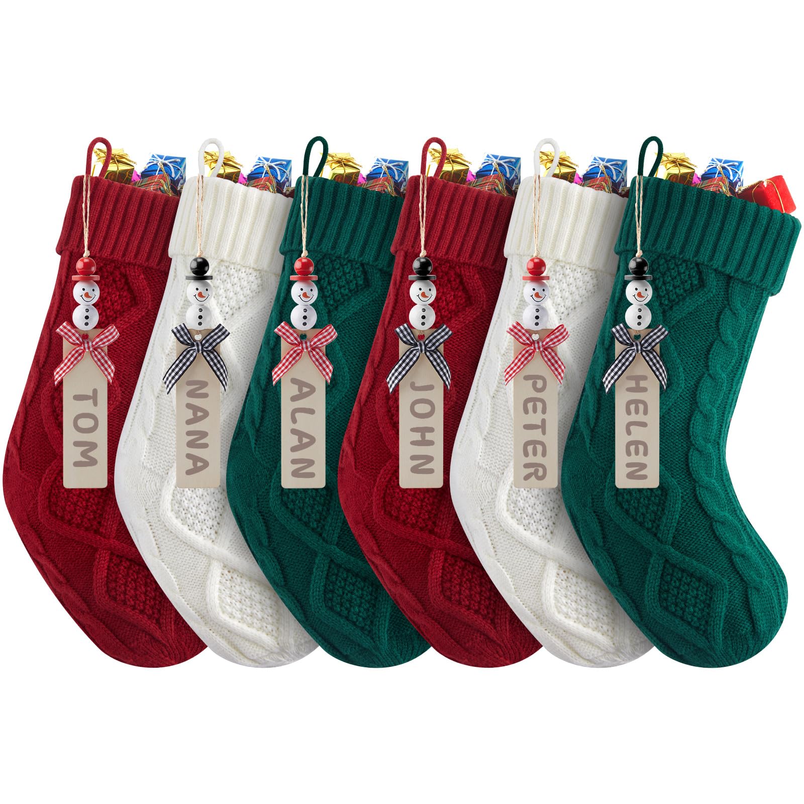 Foto 1 | Medias Navideñas Minetom Tejidas De 18 Pulgadas, 6 Unidades, Rojo Y Verde - Venta Internacional.