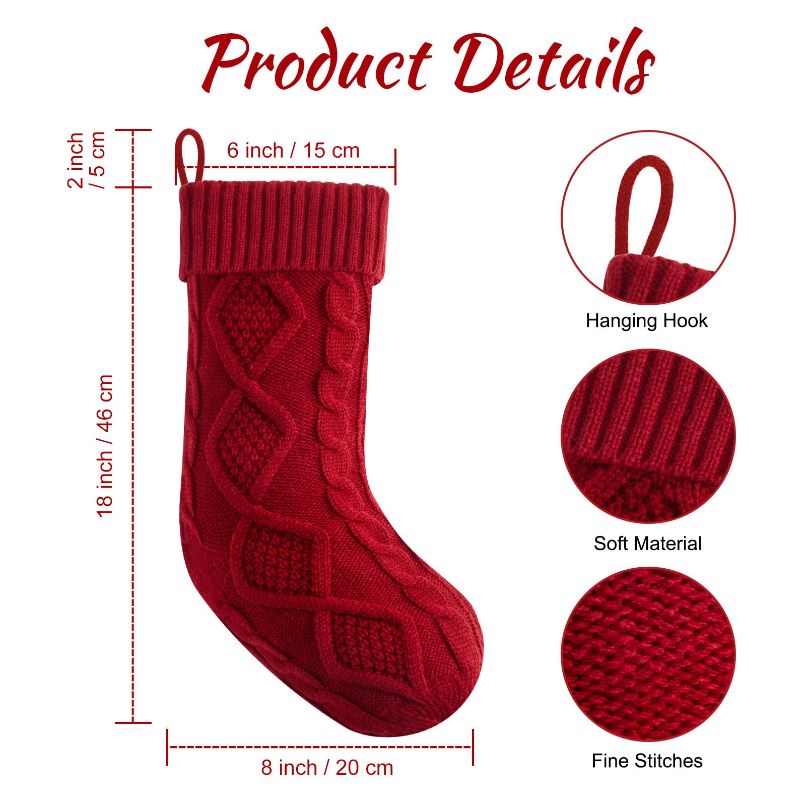 Foto 8 pulgar | Medias Navideñas Minetom Tejidas De 18 Pulgadas, 6 Unidades, Rojo Y Verde - Venta Internacional.