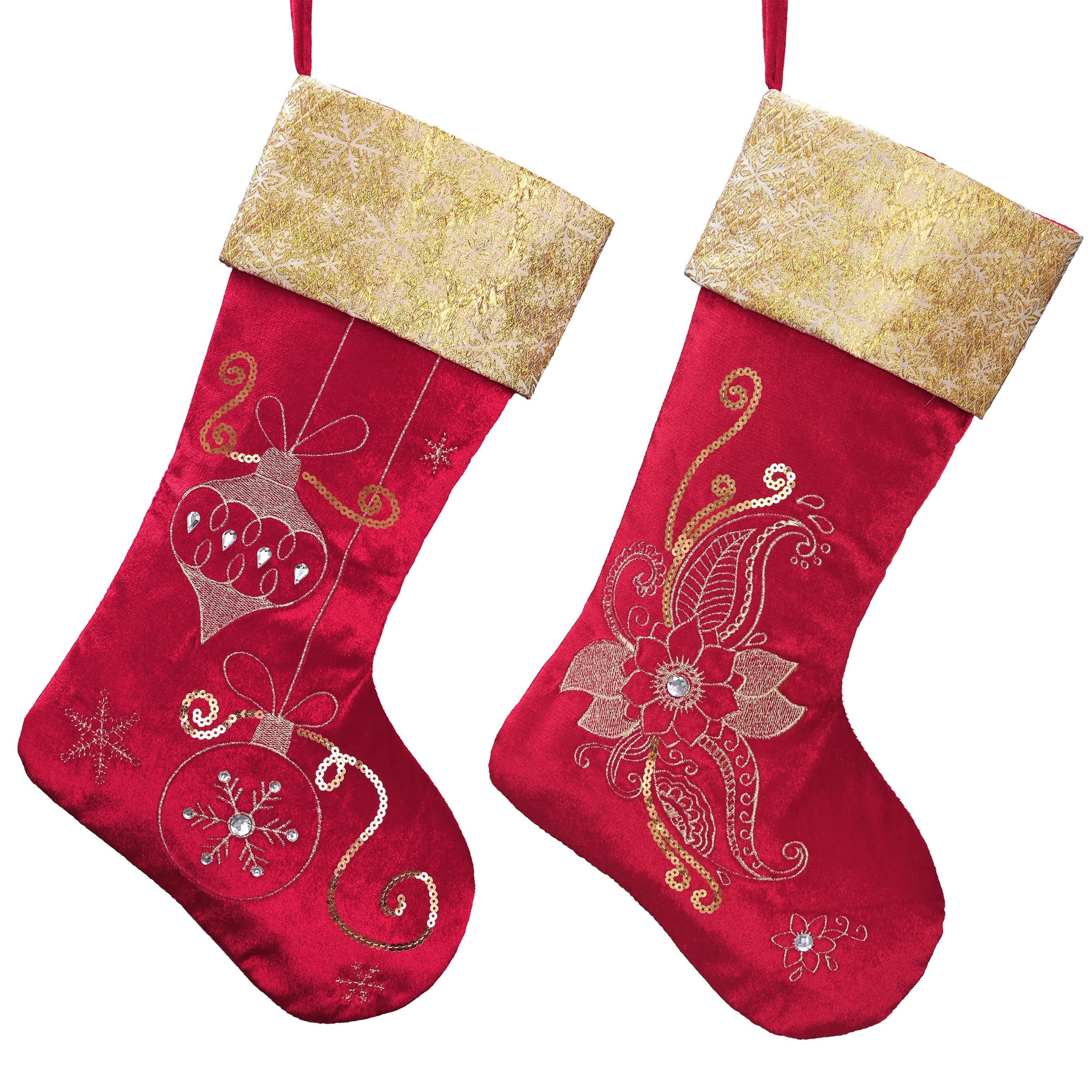 Medias Navideñas Valery Madelyn De 53 Cm, 2 Unidades, Oro Rojo - Venta Internacional. $702