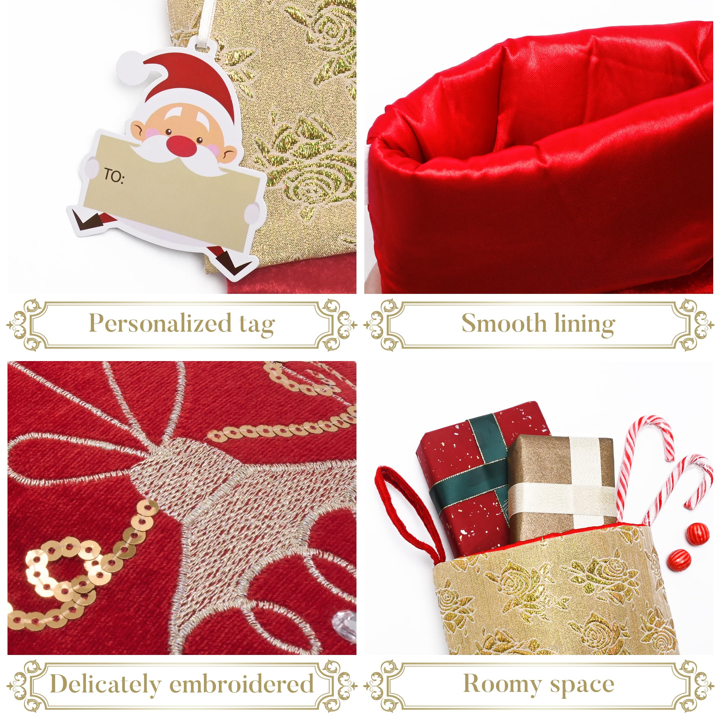 Foto 4 pulgar | Medias Navideñas Valery Madelyn De 53 Cm, 2 Unidades, Oro Rojo - Venta Internacional.