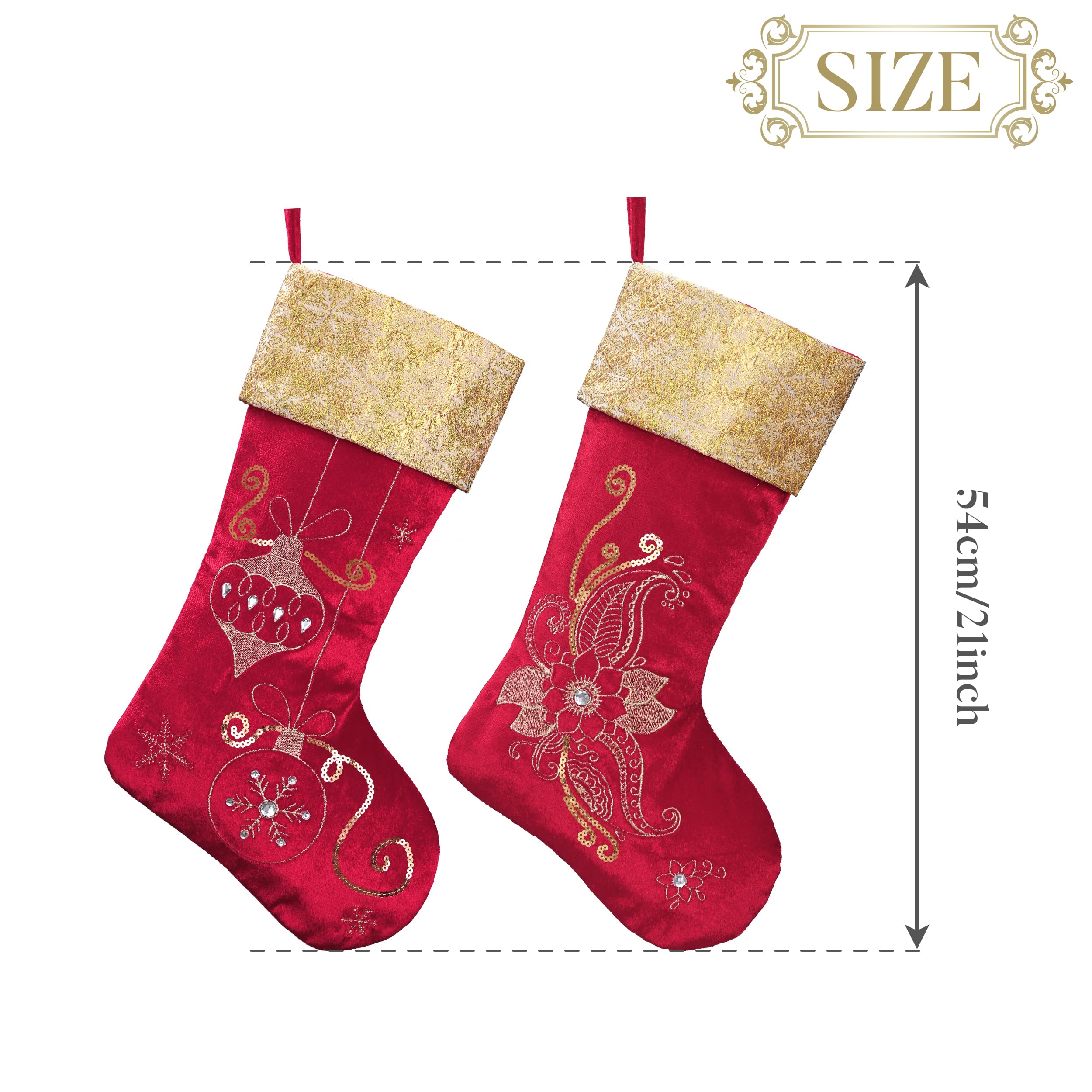 Foto 5 pulgar | Medias Navideñas Valery Madelyn De 53 Cm, 2 Unidades, Oro Rojo - Venta Internacional.
