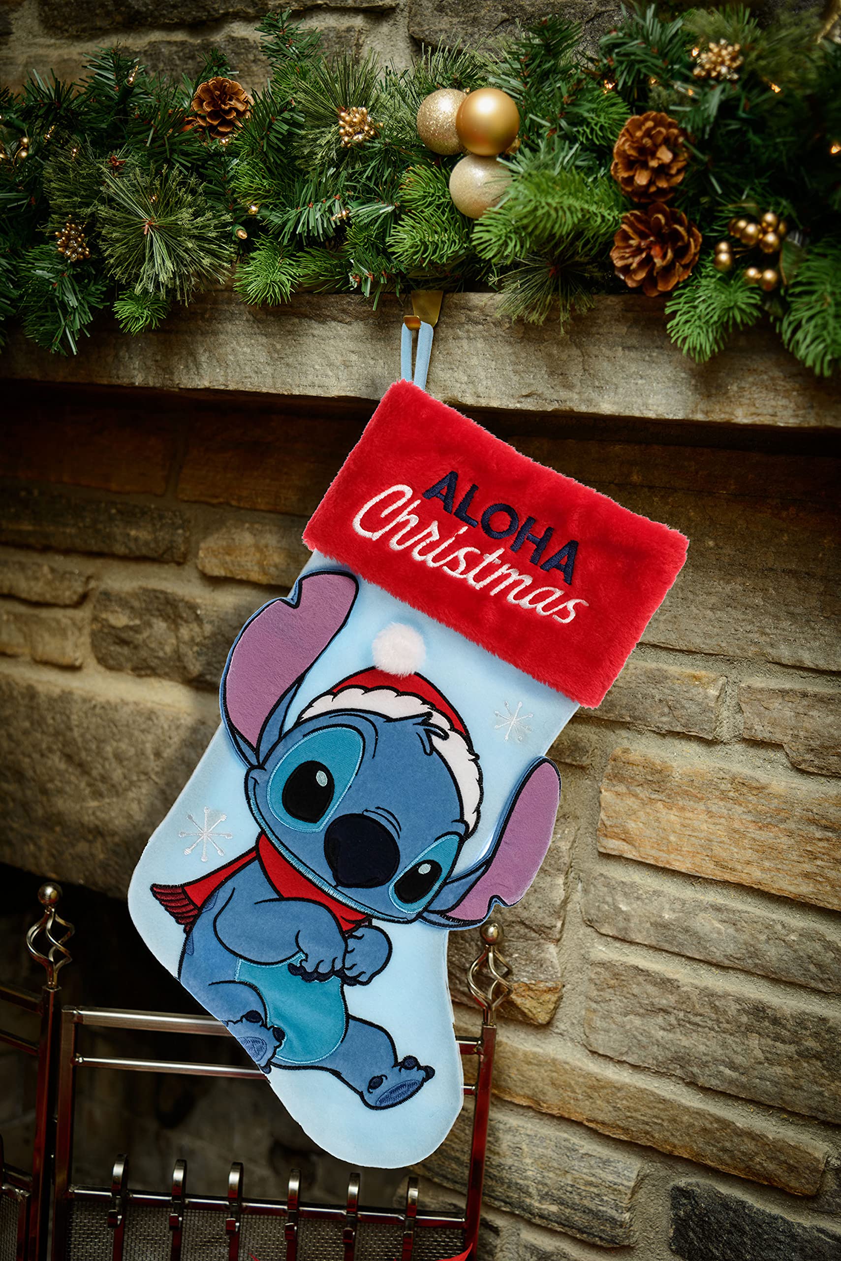 Foto 6 pulgar | Calcetín Navideño Ruz Lilo And Stitch 20 Applique Azul - Venta Internacional.