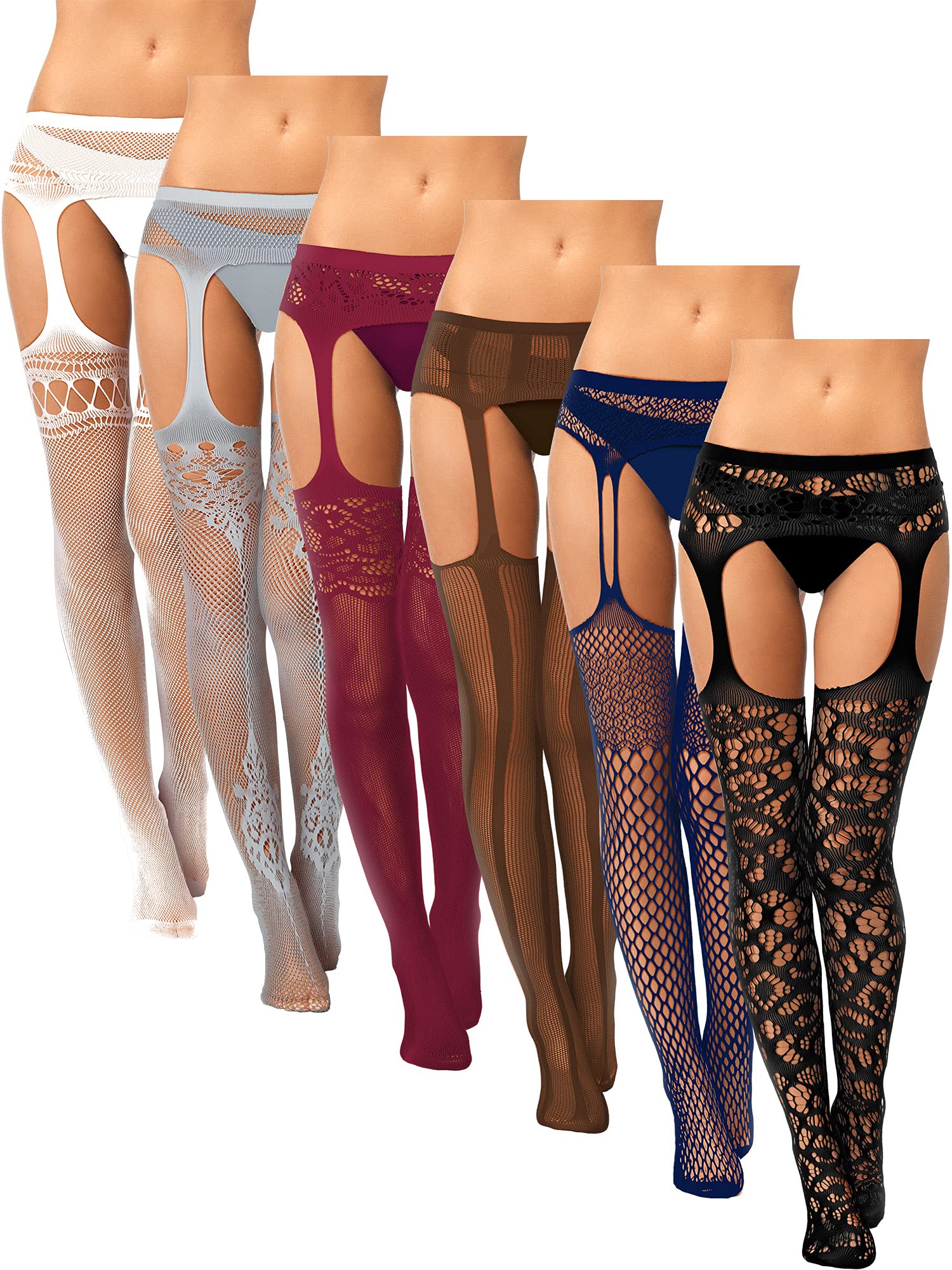 Foto 1 | Medias De Red Skylety Para Mujer, Talla Grande, 6 Pares - Venta Internacional.