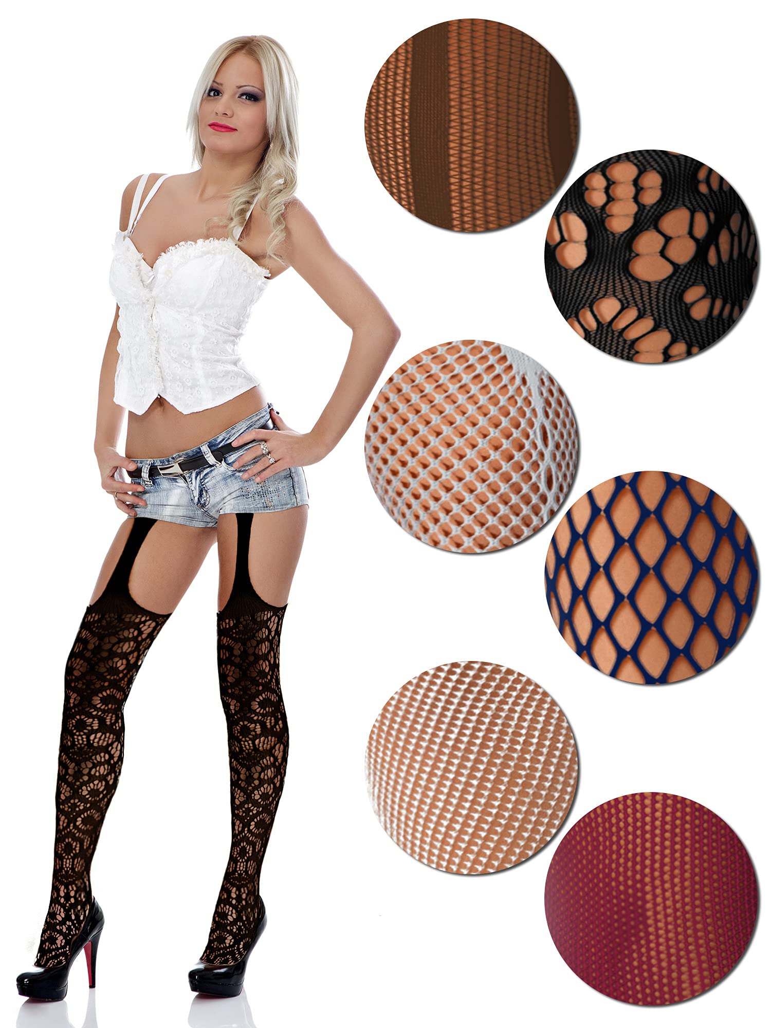Foto 3 pulgar | Medias De Red Skylety Para Mujer, Talla Grande, 6 Pares - Venta Internacional.