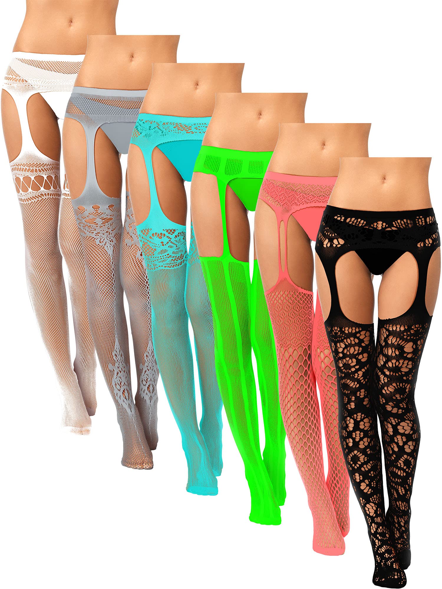 Foto 1 | Medias De Red Skylety Para Mujer, Talla Grande, 6 Pares - Venta Internacional.