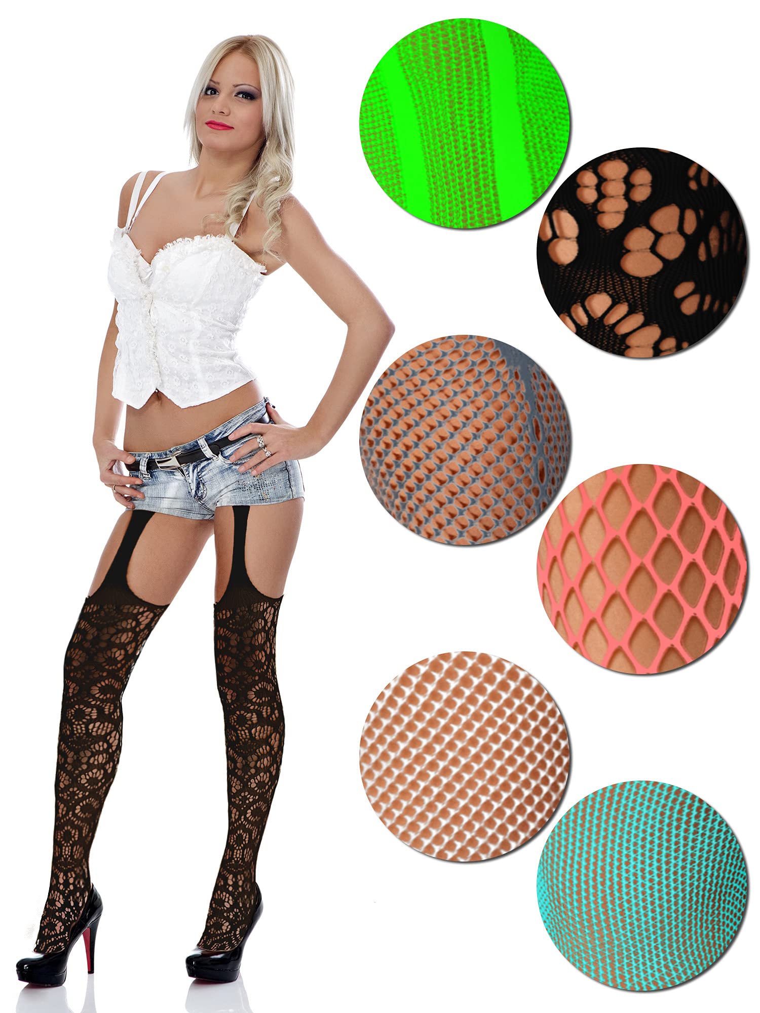 Foto 3 pulgar | Medias De Red Skylety Para Mujer, Talla Grande, 6 Pares - Venta Internacional.