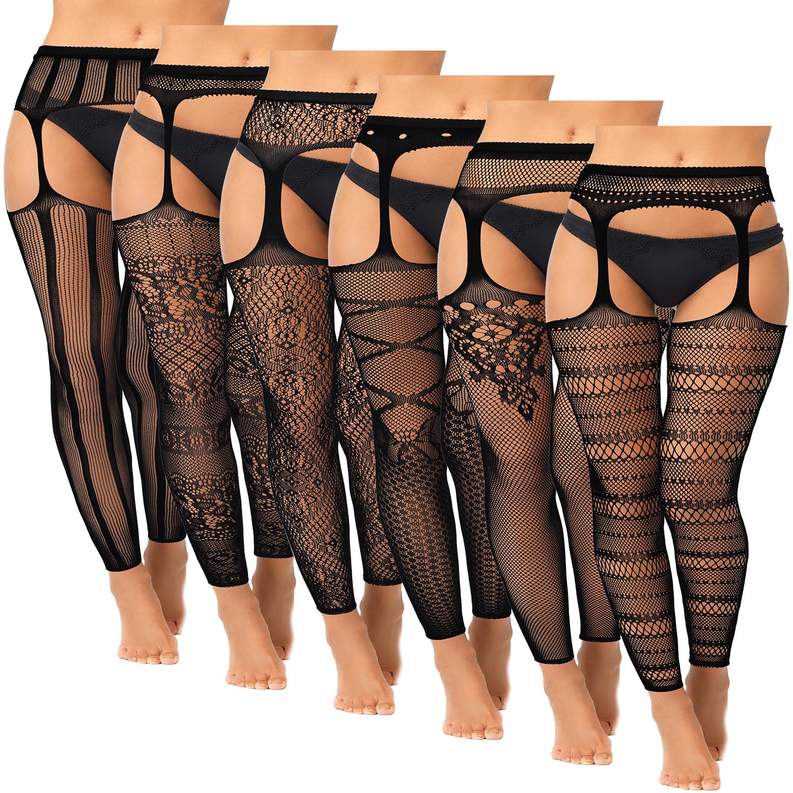 Medias De Red Skylety Para Mujer, Talla Grande, 6 Pares - Venta Internacional. $562