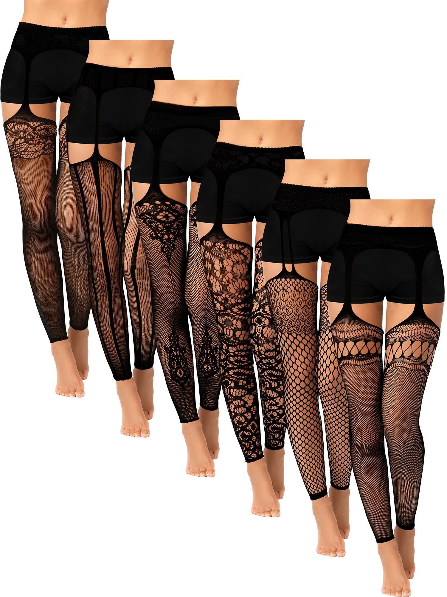 Medias De Red Skylety Para Mujer, Talla Grande, 6 Pares - Venta Internacional. $560