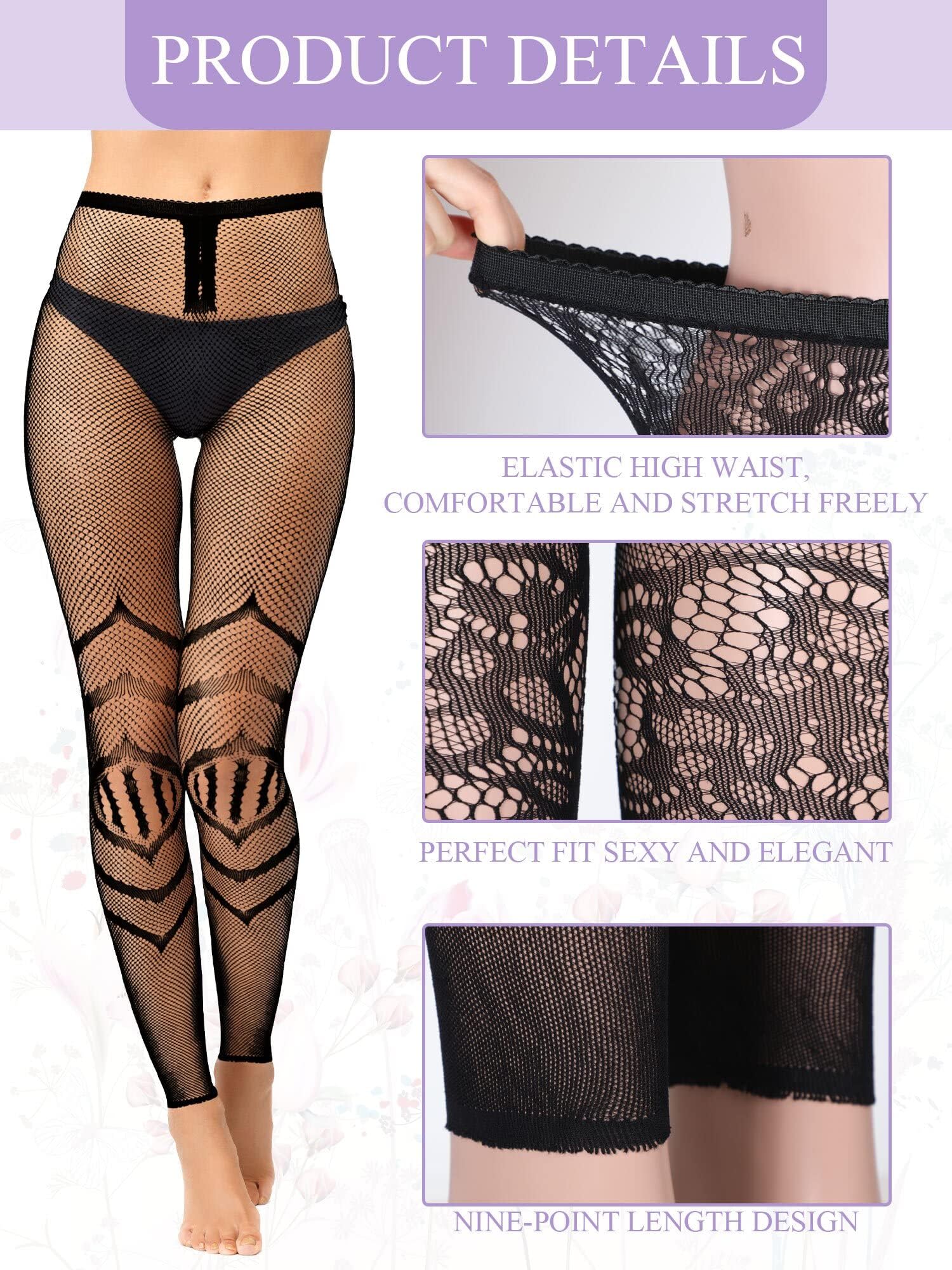 Foto 4 | Medias De Red Skylety Para Mujer, Talla Grande, 6 Pares - Venta Internacional.