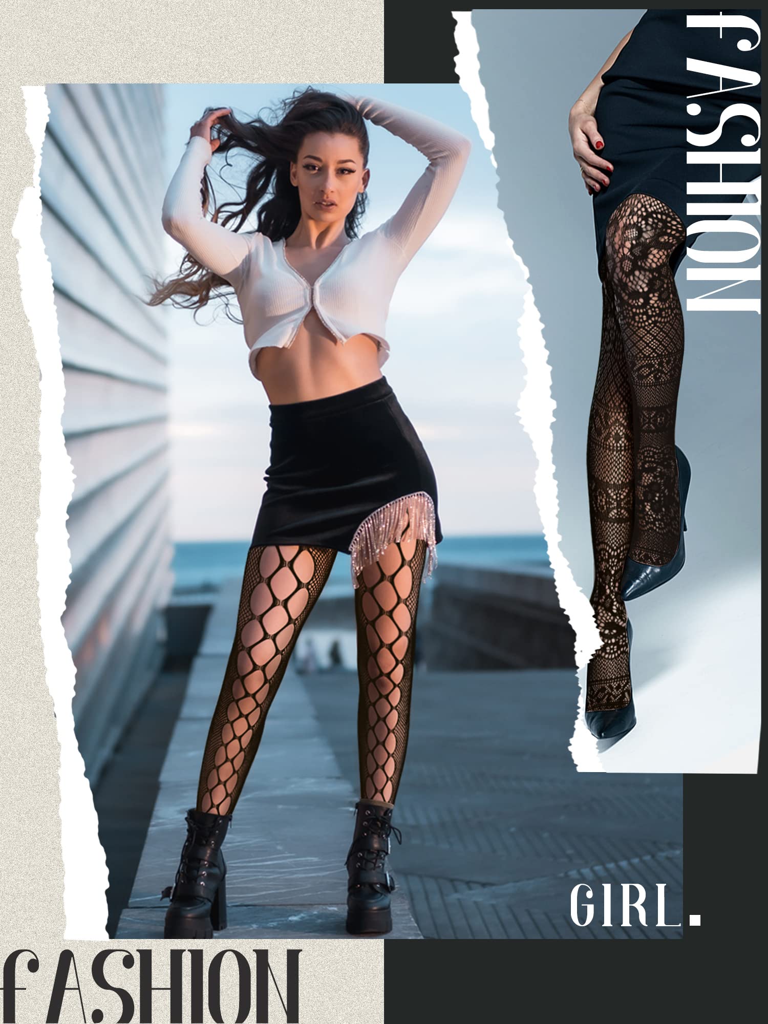 Foto 6 | Medias De Red Skylety Para Mujer, Talla Grande, 6 Pares - Venta Internacional.