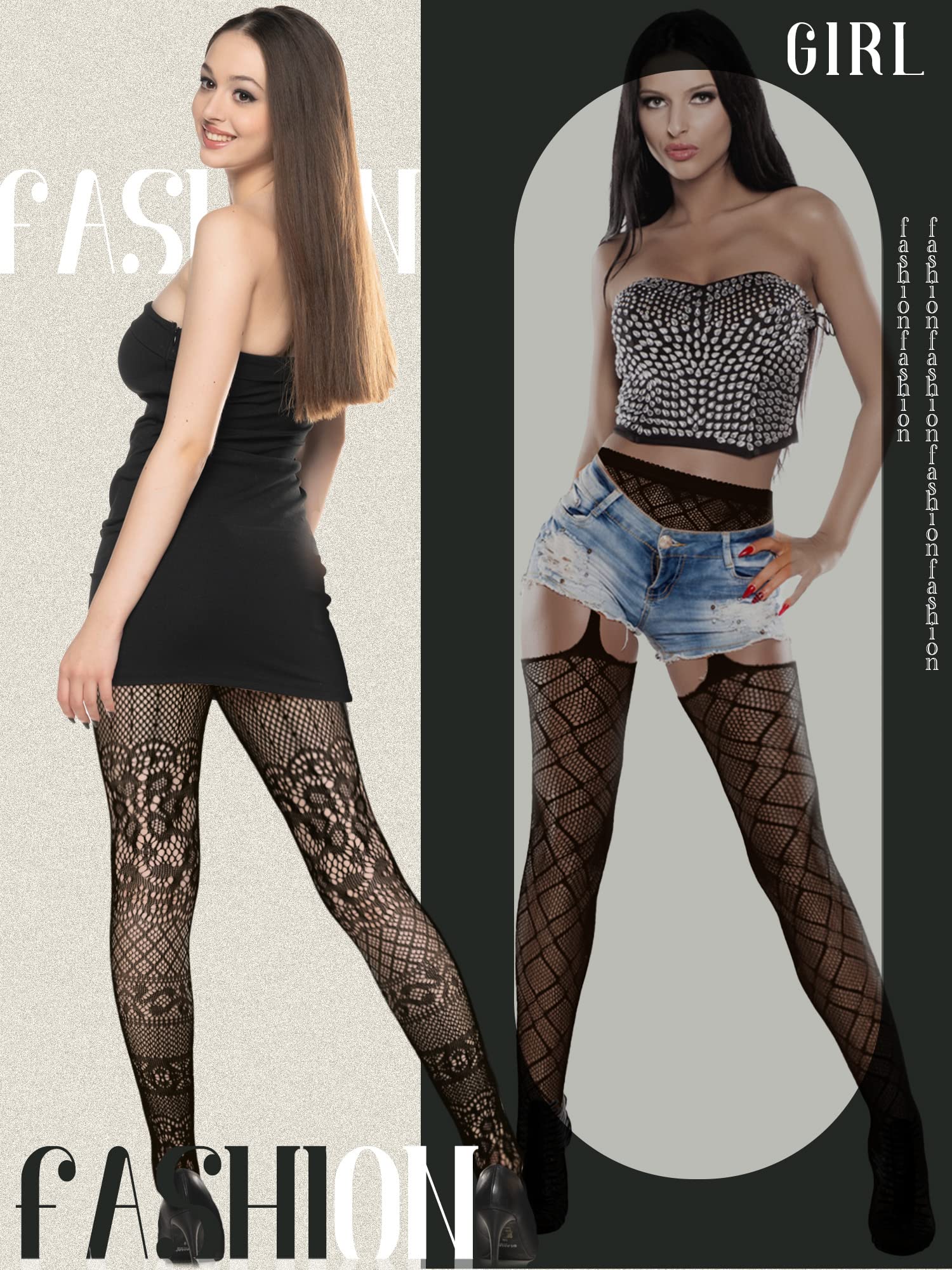 Foto 7 | Medias De Red Skylety Para Mujer, Talla Grande, 6 Pares - Venta Internacional.