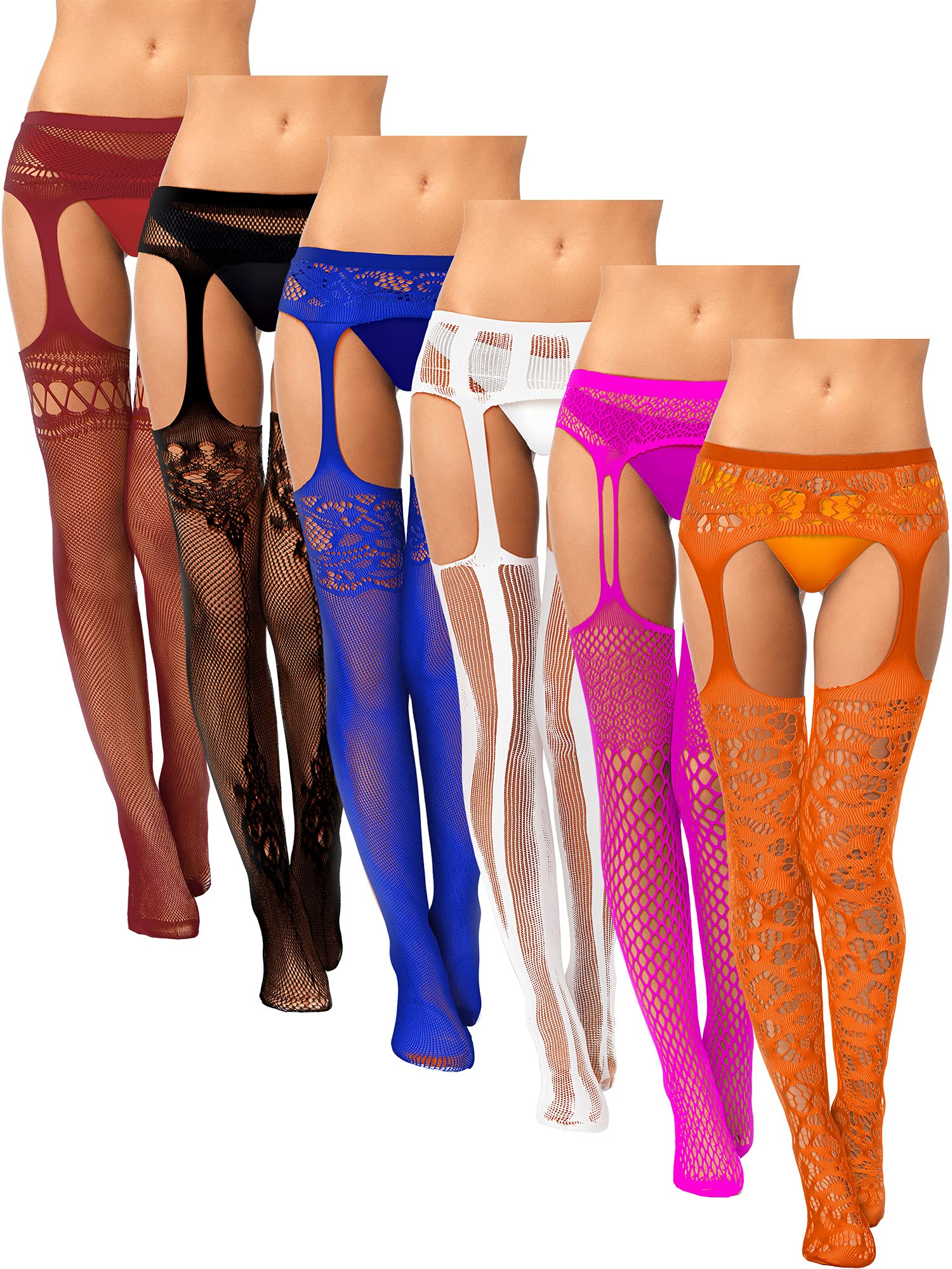Foto 2 pulgar | Medias De Red Skylety Para Mujer, Talla Grande, 6 Pares - Venta Internacional.