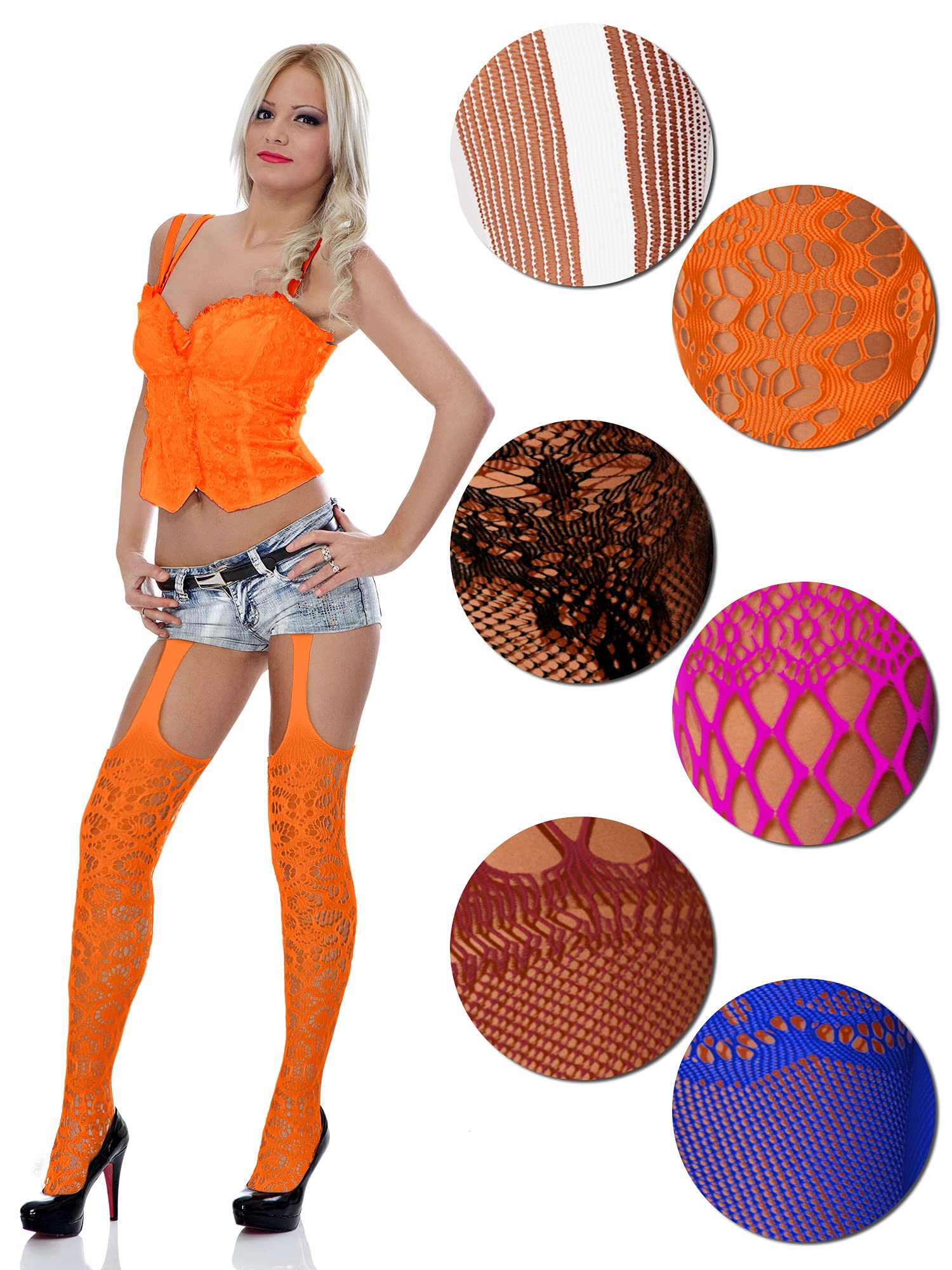 Foto 4 pulgar | Medias De Red Skylety Para Mujer, Talla Grande, 6 Pares - Venta Internacional.
