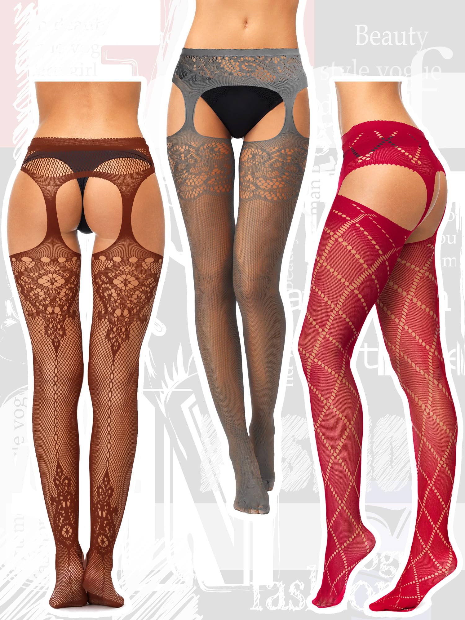 Foto 5 pulgar | Medias De Red Skylety Para Mujer, Talla Grande, 6 Pares - Venta Internacional.