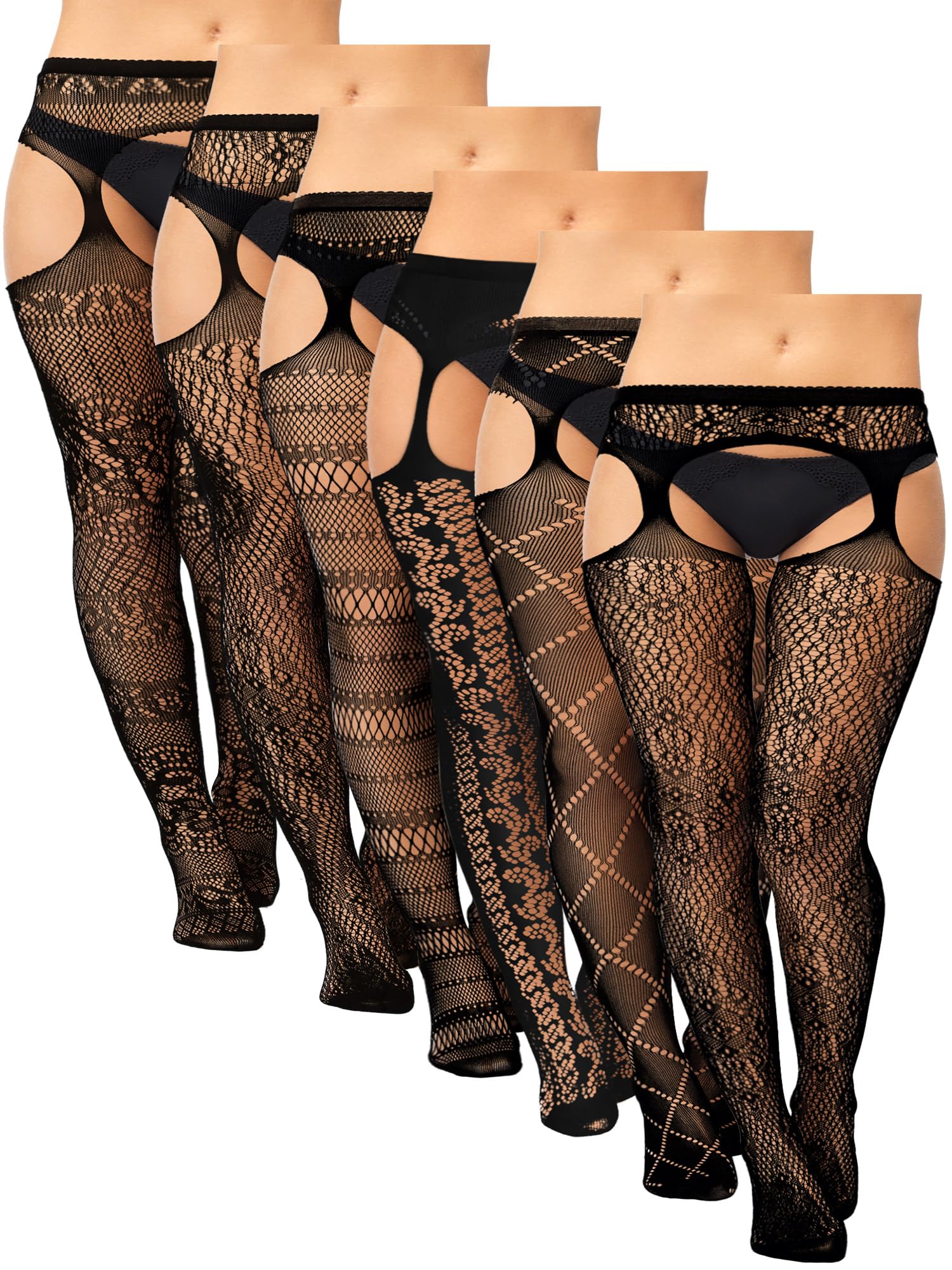 Foto 1 | Medias De Red Skylety Para Mujer, Talla Grande, 6 Pares - Venta Internacional.