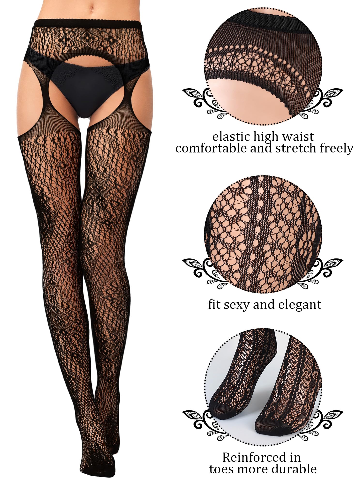 Foto 4 pulgar | Medias De Red Skylety Para Mujer, Talla Grande, 6 Pares - Venta Internacional.
