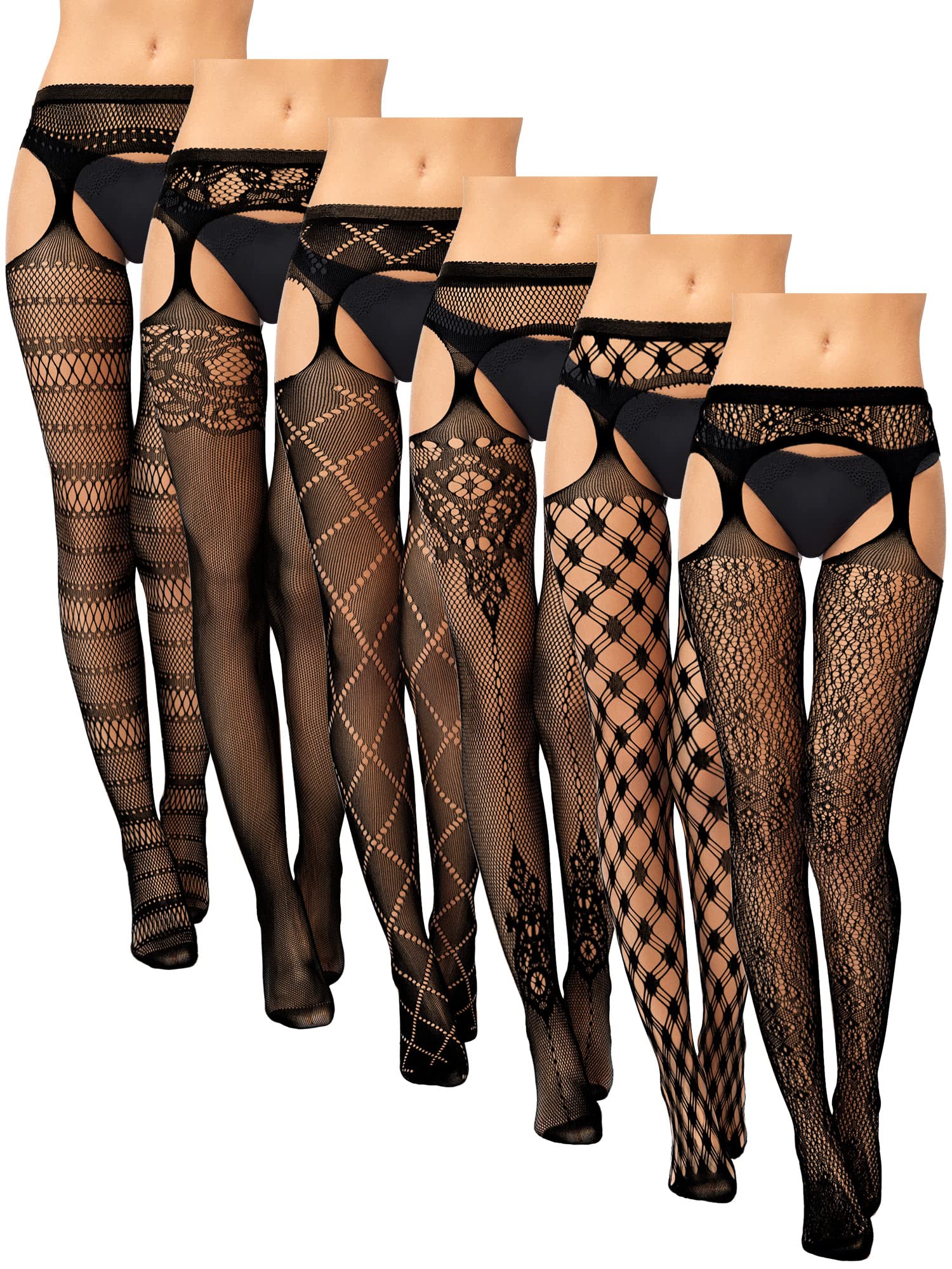 Foto 2 pulgar | Medias De Red Skylety Para Mujer, Talla Grande, 6 Pares - Venta Internacional.