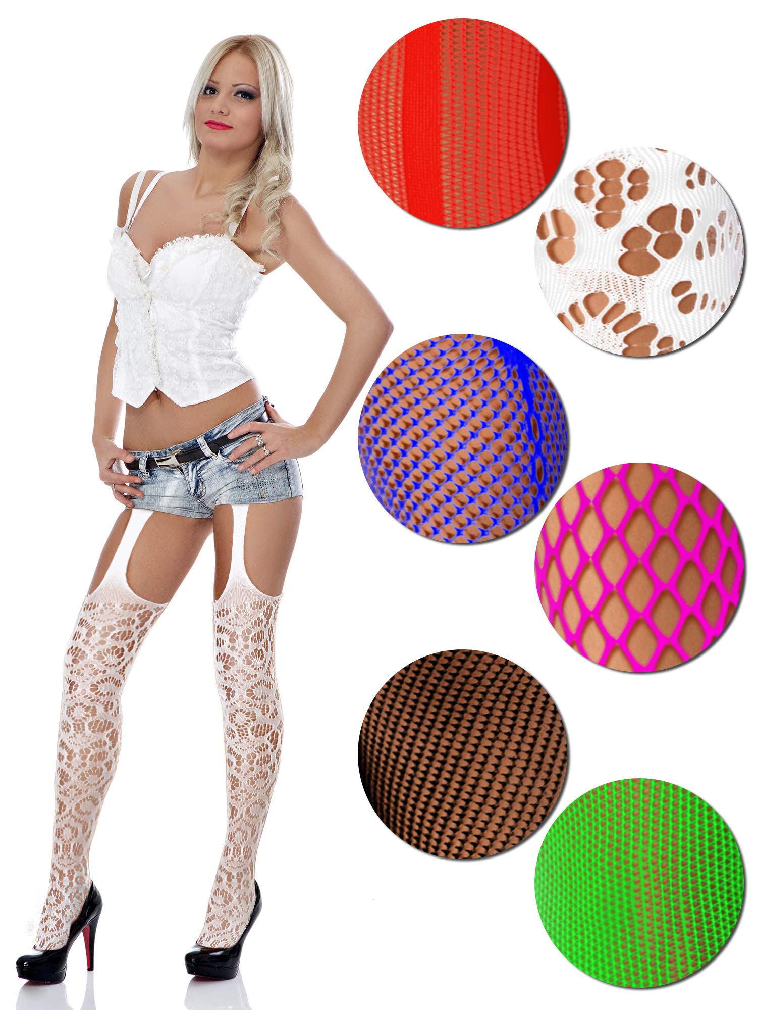 Foto 5 pulgar | Medias De Red Skylety Para Mujer, Talla Grande, 6 Pares - Venta Internacional.