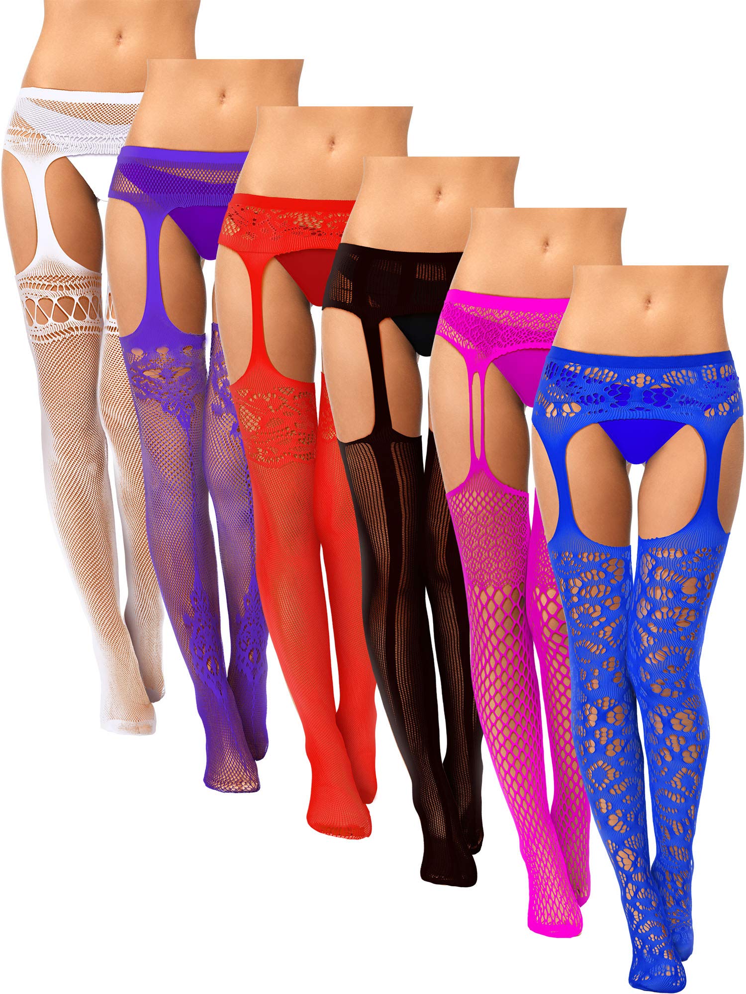 Foto 2 pulgar | Medias De Red Skylety Para Mujer, Talla Grande, 6 Pares - Venta Internacional.