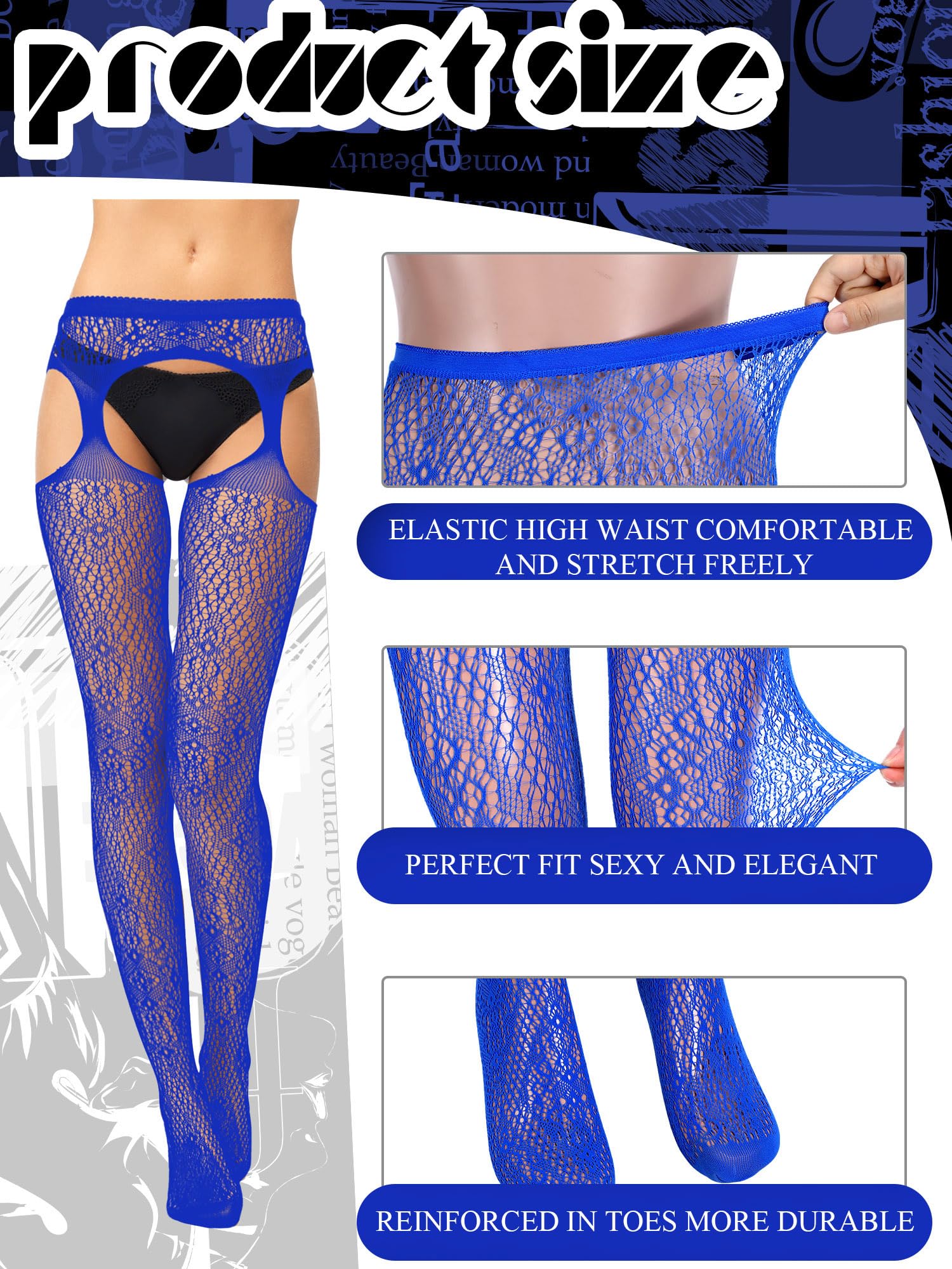 Foto 4 pulgar | Medias De Red Skylety Para Mujer, Talla Grande, 6 Pares - Venta Internacional.
