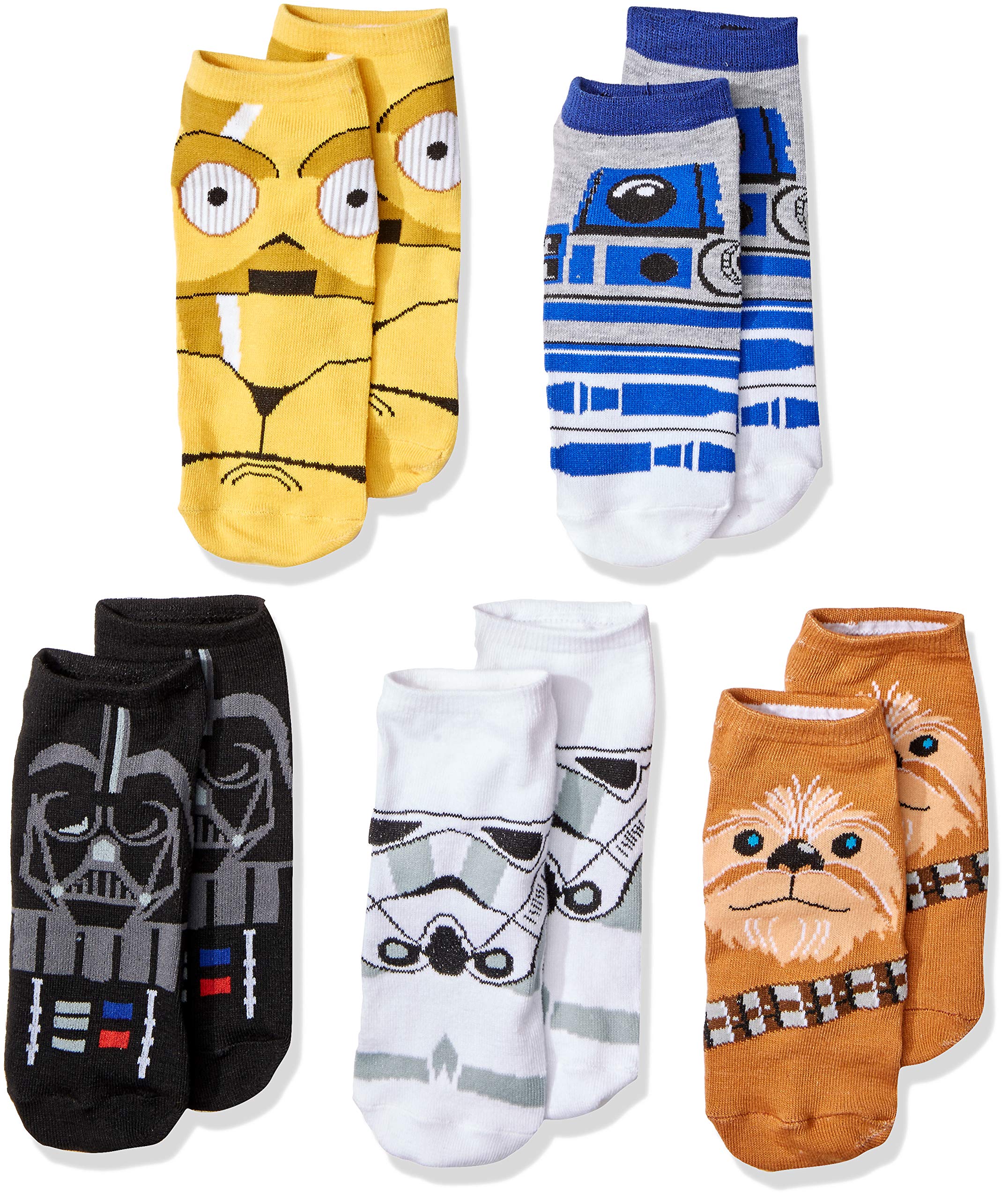 Calcetines Tobilleros Star Wars Chewbacca Darth Vader R2-d2, Paquete De 5 - Venta Internacional. $579