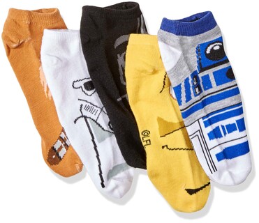 Foto 2 | Calcetines Tobilleros Star Wars Chewbacca Darth Vader R2-d2, Paquete De 5 - Venta Internacional.