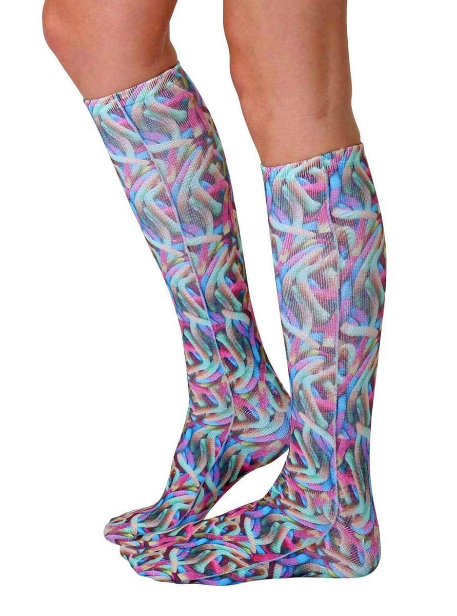 Foto 2 pulgar | Calcetines Toynk Gummy Worms Con Estampado Fotográfico Hasta La Rodilla - Venta Internacional.