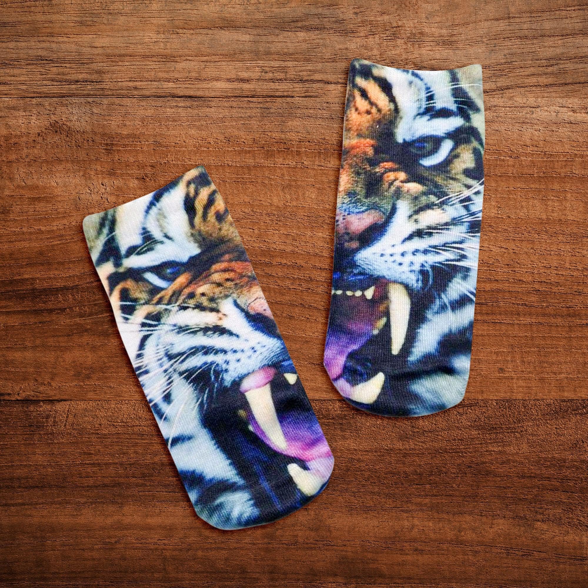 Foto 4 pulgar | Calcetines De Poliéster Con Estampado Fotográfico Living Royal Tiger - Venta Internacional.
