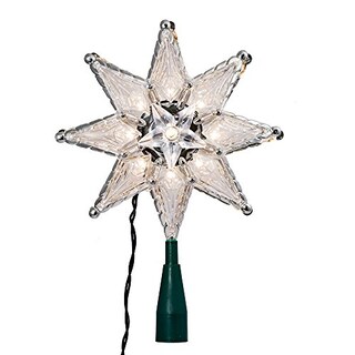 Foto 2 | Estrella de 8 Puntas Kurt Adler con Luz para Árbol de Navidad 20 cm Transparente - Venta Internacional