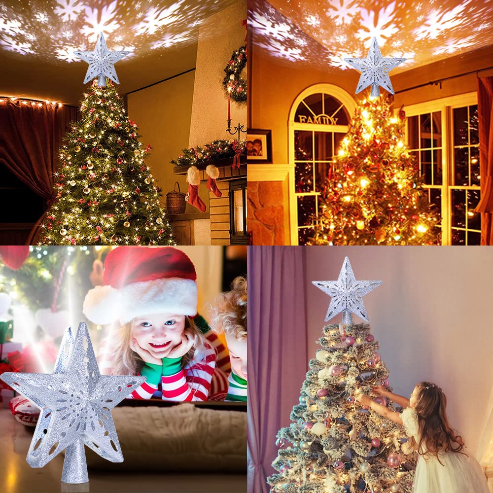 Foto 4 pulgar | Decoración para Árbol de Navidad OurWarm con Forma de Estrella con Luz Giratoria - Venta Internacional
