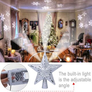 Foto 5 | Decoración para Árbol de Navidad OurWarm con Forma de Estrella con Luz Giratoria - Venta Internacional