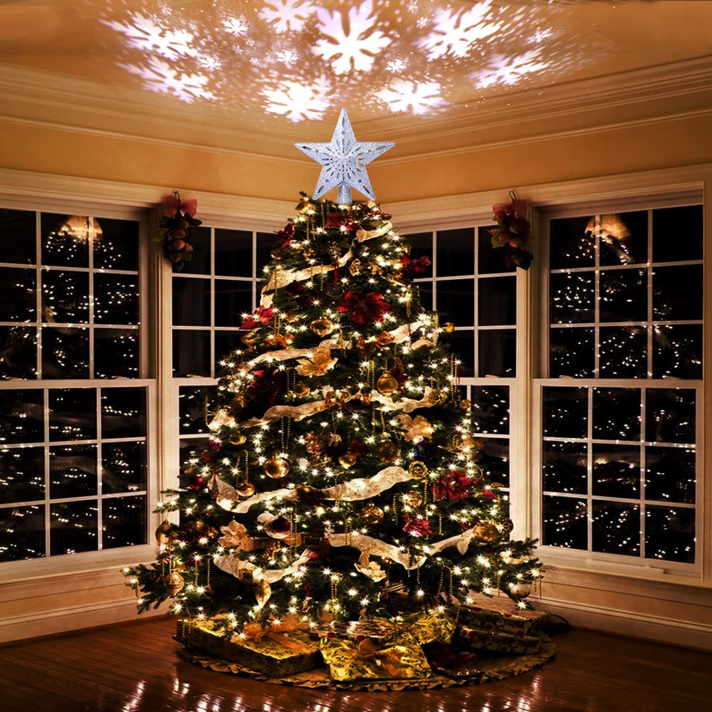 Foto 8 pulgar | Decoración para Árbol de Navidad OurWarm con Forma de Estrella con Luz Giratoria - Venta Internacional
