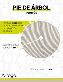 Foto 5 | Pie De Árbol De Navidad 122cm Artego Pompon