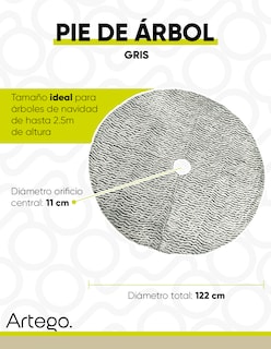Foto 5 | Pie De Árbol De Navidad 122cm Artego Gris