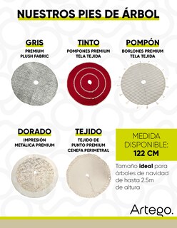 Foto 6 | Pie De Árbol De Navidad 122cm Artego Gris