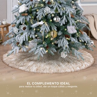 Foto 3 | Pie De Árbol De Navidad Esquimal Afelpado Blanco - Café 91 Cm