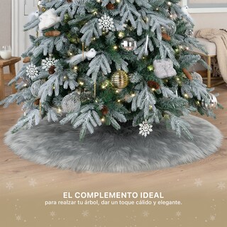 Foto 3 | Pie De Árbol De Navidad Esquimal Afelpado Gris 122 Cm