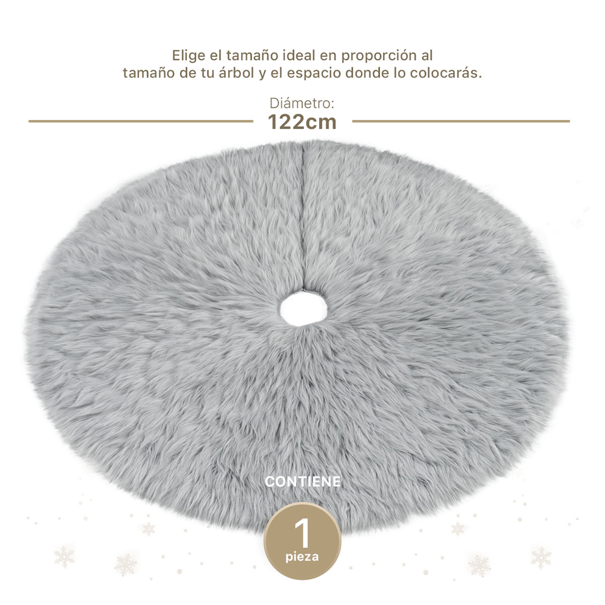 Foto 5 pulgar | Pie De Árbol De Navidad Esquimal  Afelpado Gris 122 Cm